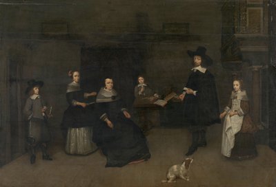 Rodinná scéna od Caspar Netscher (attributed to)