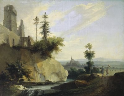 Krajinná kompozice se zříceninou hradu, kolem 1774-77 od Caspar Wolf