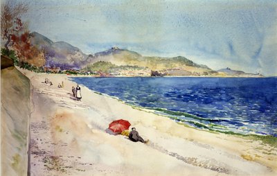 Na pláži pod Anglickou promenádou, Nice, Francie od Cass Gilbert
