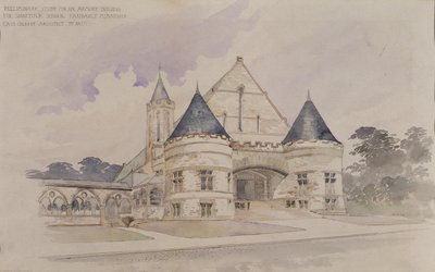 Předběžná studie budovy zbrojnice pro školu Shattuck, Faribault, Minnesota od Cass Gilbert
