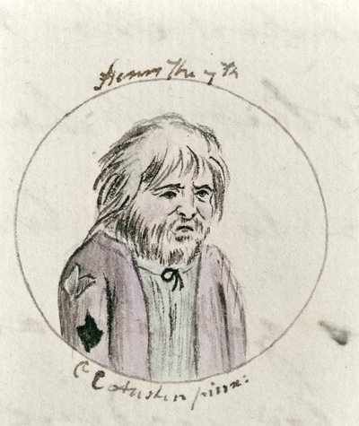 Jindřich VII, kolem roku 1790 (pero, inkoust a wc na papíře) od Cassandra Austen