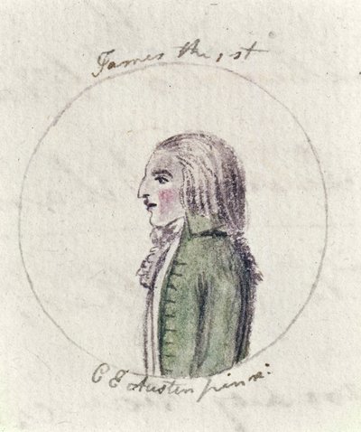 James I, c.1790 (pero, inkoust a wc na papíře) od Cassandra Austen