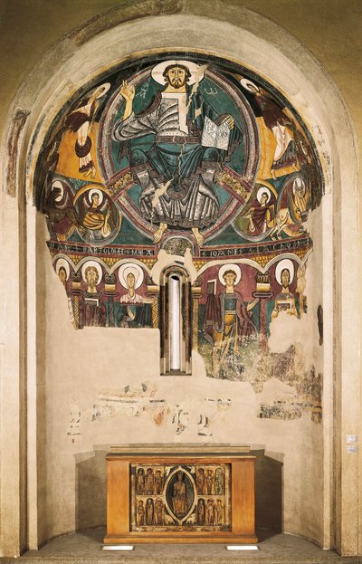 Kristus ve slávě, z kostela San Clemente de Tahull, Lerida, Španělsko (freska) od Catalan School