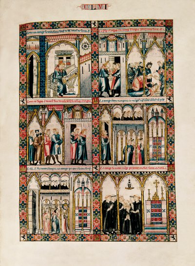 Miniatury věnované svaté Marii a jejím zázrakům, z Las Cantigas de Santa María (Písně svaté Marie), Fol. 156 od Catalan School
