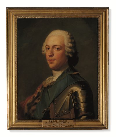 Princ Charles Edward Stuart, v brnění, s modrou šerpou Řádu podvazku (olej na plátně) od Catherine (attr. to) Read