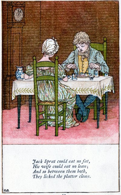 Ilustrace k filmu „Jack Sprat nemohl jíst žádný tuk“, Kate Greenaway 1846-1901 od Catherine Greenaway