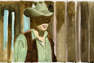 06.09.09 - Byl v domě, když se dozvěděl o jejím pádu z koně, 2009 (olej na papíře) od Cathy Lomax