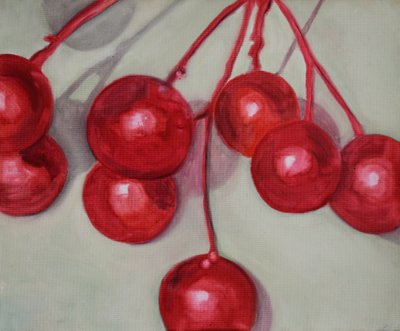 Třešně, 2013 (olej na papíře) od Cathy Lomax