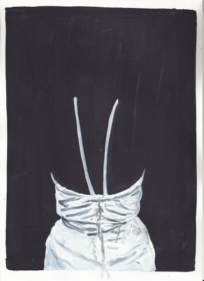 Dívka nahoře 1, zadní strana, 2012 (olej a akryl na papíře) od Cathy Lomax