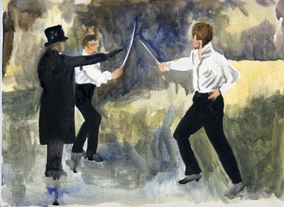 Zápletka (Paříž 1961), 2011 (olej na papíře) od Cathy Lomax
