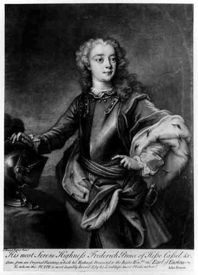 Portrét Fridricha II. (1720-1785), Landgrave of Hesse-Cassel, vyrytý Johnem Simonem (1675-1715) od Cavaliere Carlo Francesco Rusca