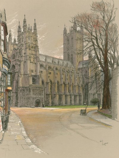 Canterburská katedrála od Cecil Charles Windsor Aldin