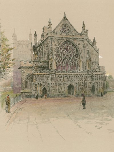 Exeterská katedrála od Cecil Charles Windsor Aldin