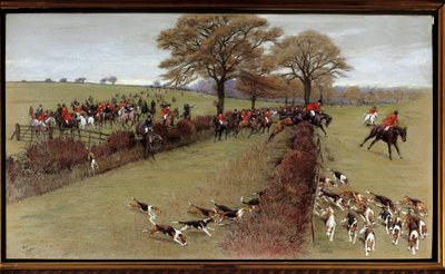 Lovecká scéna, posádka South Berks Watercolor od Cecila Aldina (1870-1935) Soukromá sbírka 19. století - scéna lovu, South Berks