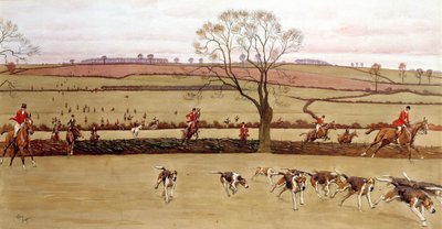 Lovecká scéna, posádka Alicestone Watercolor od Cecila Aldina (1870-1935) Soukromá sbírka 19. století od Cecil Charles Windsor Aldin
