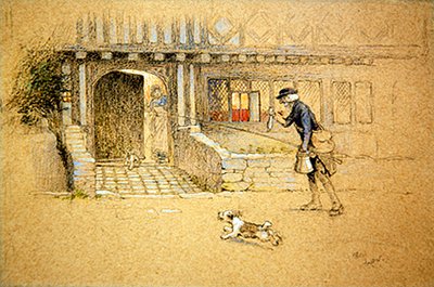 Návrat domů (barevná křída na tónovaném papíře) od Cecil Charles Windsor Aldin
