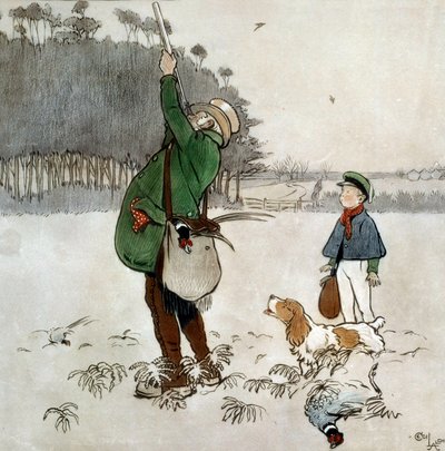 The Fighter Shooting Ducks Watercolor od Cecila Aldina (1870-1935) Soukromá sbírka z 19. století od Cecil Charles Windsor Aldin