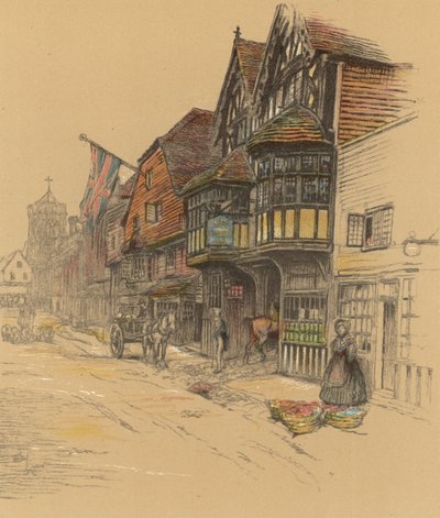 Hostinec The George Inn, Salisbury od Cecil Charles Windsor Aldin