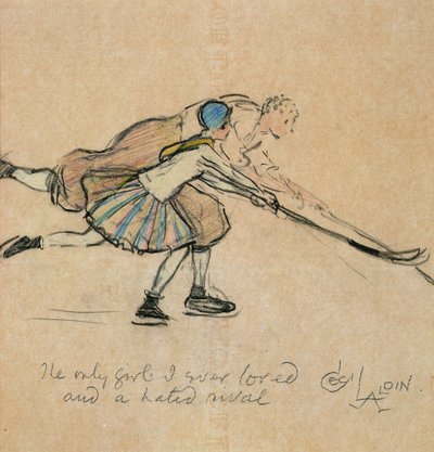 Jediná dívka, kterou jsem kdy miloval a nenáviděný rival (barevná pastelka na papíře) od Cecil Charles Windsor Aldin