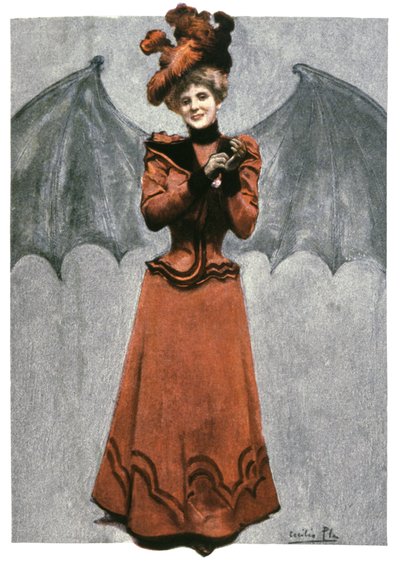Žena převlečená za ďábla, cca 1900 (ilustrace) od Cecilio Pla Gallardo