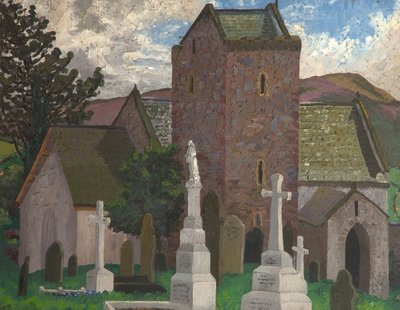 Kostel Llangennith, Jižní Wales, kolem roku 1930 (olej na plátně) od Cedric Morris