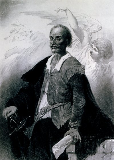 Portrét Miguela de Cervantes Saavedra (Alcala de Henares od Celestin Francois Nanteuil