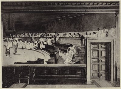 Obžaloba Catilina (litho) od Cesare (after) Maccari