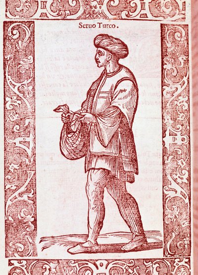 "Turecký nevolnický oblek" z "" Starověkých a moderních zvyků "1590 (rytina) od Cesare (after) Vecellio
