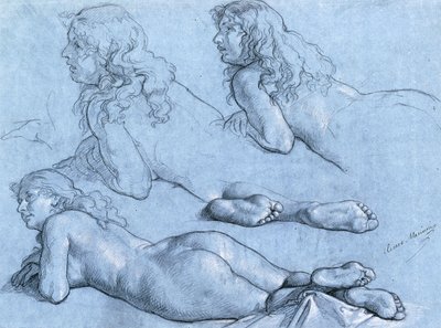 Studie ležícího aktu při pohledu zezadu od Cesare Mariani