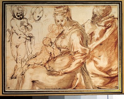 Svatá rodina Lavisů má inkoust, pero a krev od Cesare Polliniho (kolem 1560-kolem 1630) Paříž 17. století, muzeum Louvre. od Cesare Pollini
