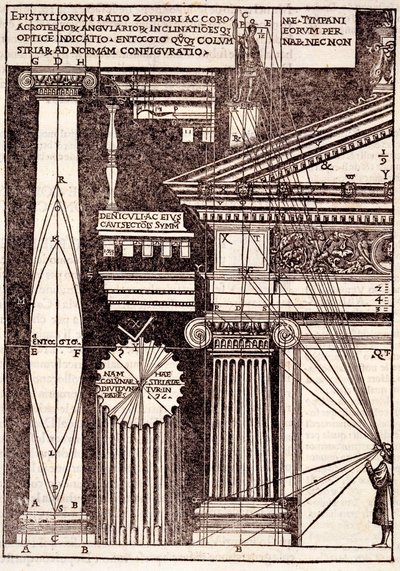 Příklady klasických proporcí, z knihy Di Lucio Vitruvio Pollione de architectura a libri dece, autor Gotardo de Ponte Como, 1521. od Cesare di Lorenzo Cesariano