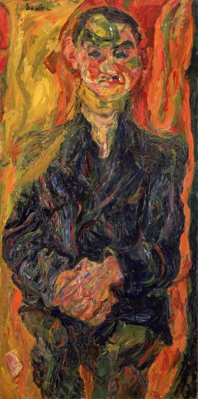 Muž v modrém, se žlutým a červeným pozadím od Chaim Soutine