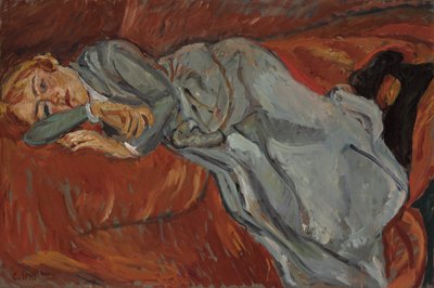 Žena ležící na červeném gauči; Žena ležící na červeném divanu, kolem roku 1916 od Chaim Soutine