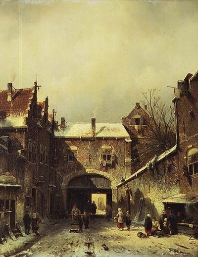 Holandské město v zimě od Charles Henri Joseph Leickert