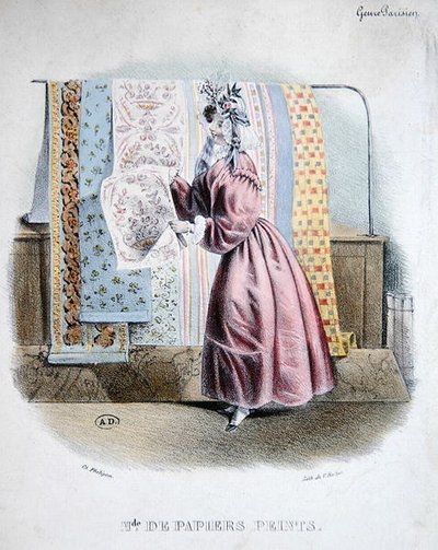 Prodejce tapet, cca 1840 (barva lito) od Charles (after) Philipon