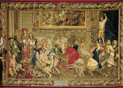 Ludvík XIV. na návštěvě továrny na gobeliny od Charles (studio of ) Le Brun