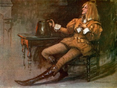 Dvanáctá noc: Sir Andrew Aguecheek, pan Norman Forbes (barevně lito) od Charles A. Buchel