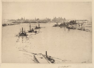 Williamsburg z mostu (náčrt) od Charles A. Platt