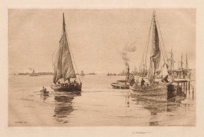 Dvě šalupy na East River od Charles Adams Platt