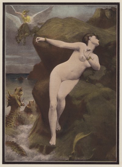 Andromeda (barevné lito) od Charles Alexandre Coessin de la Fosse