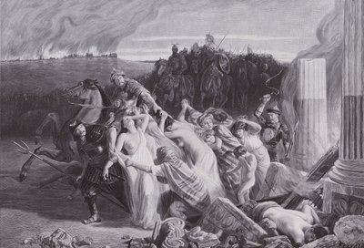 Galové unesení Huny (litho) od Charles Alexandre Coessin de la Fosse