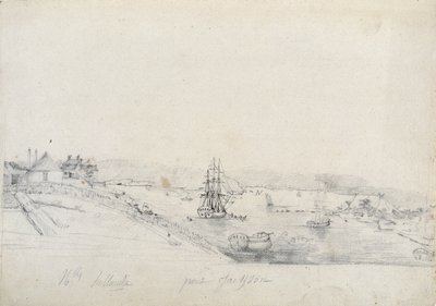Vpravo tábor Francouzů expedice Baudin do bodu Bennelong, vlevo Sydney, domov Nicolase Bayleyho - tužka a inkoust Charles Alexandre Lesueur od Charles Alexandre Lesueur