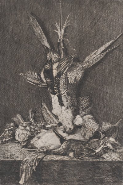 Lovecká trofej s pernatou zvěří a artyčoky, 1850-1900. od Charles Alphonse Deblois
