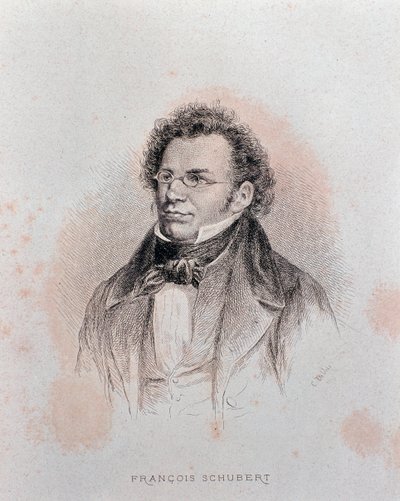 Portrét Franze Schuberta (rytina od Charles Alphonse Deblois