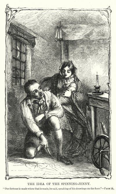 Myšlenka spinning-jenny (rytina) od Charles Altamont Doyle