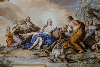 Zbytek Diany mezi nymfami, Charles-Andre van Loo (1705-1765), freska od Charles André van Loo