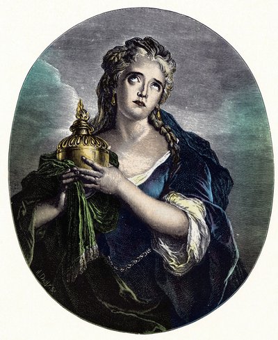 Adrienne Lecouvreur (1692-1730), francouzská herečka v roli "" Cornelia "" v "Mort de Pompee" od Pierra Corneille. od Charles Antoine (after) Coypel