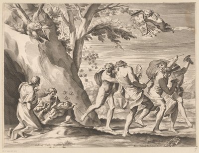 Výchova Jupitera s rodovým erbem Barberini od Charles Audran