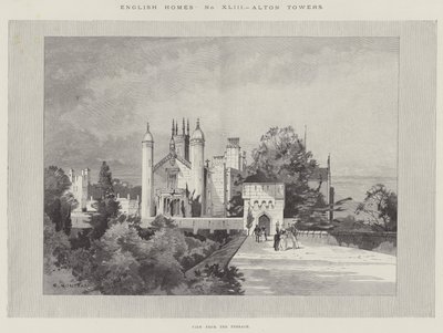 English Homes, Alton Towers, Pohled z terasy od Charles Auguste Loye