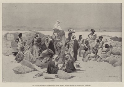 Núbijská obchodní stezka z Koroska do Abú Hamedu, zastávka karavany Arabů a Bišarínů od Charles Auguste Loye